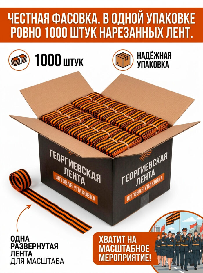 Оптовая упаковка на 1000шт георгиевской ленты от ЛентаБел