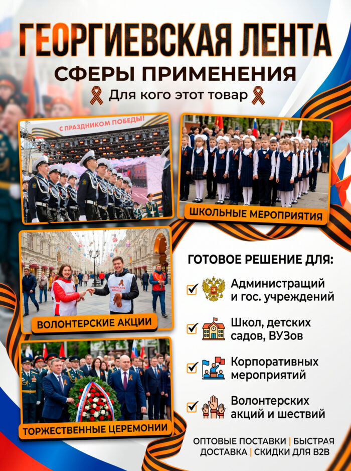 Сферы применения георгиевской ленты в мероприятиях и продаже украшений